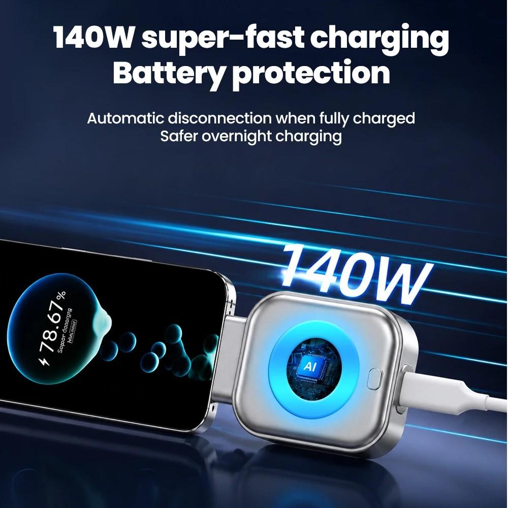 140W Type-C Auto Power-Off Fast Charging Adapter with Smart Battery Protection
